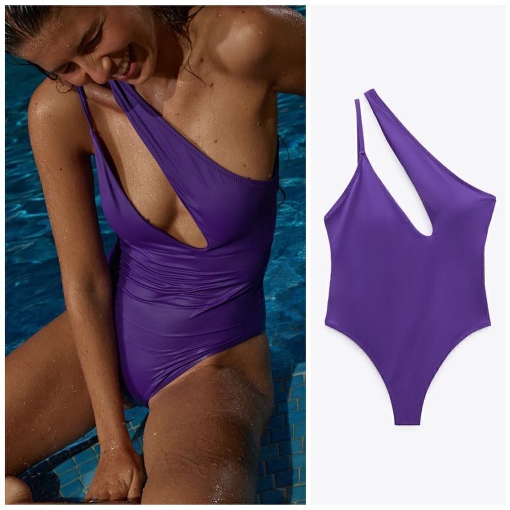 Zara Asymmetric Swimsuit One-Piece